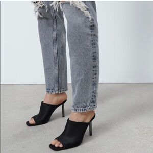 New! Zara Neoprene heeled mules sandals size 37